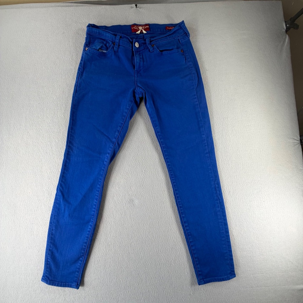 Lucky Brand Charlie Skinny Jeans Electric Blue Stretch Denim Womens 8/29 Slim